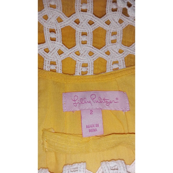 Lilly Pulitzer RARE Sz 2 Yellow SYDNEY Crinkle Sunshine Dress - Picture 4 of 9